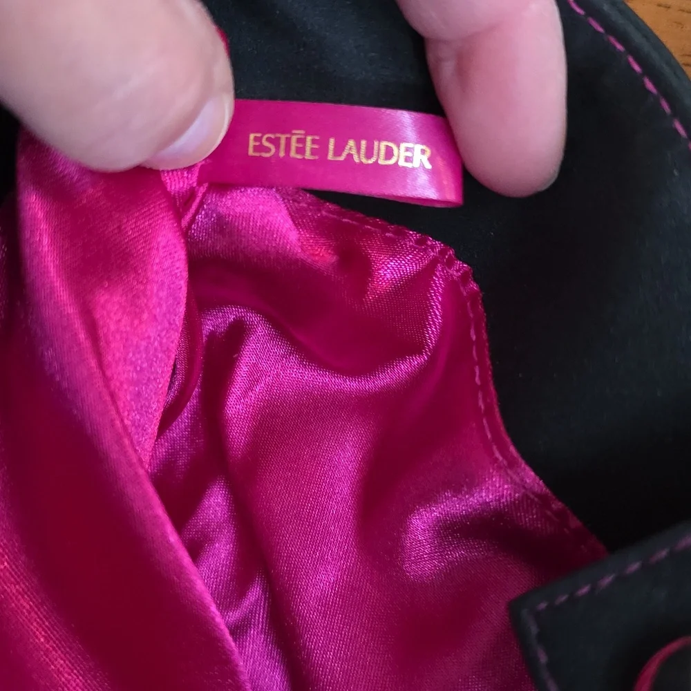 Estee Lauder Black Mini Tote Cosmetic Bag w/ pink stitching🌷🌸